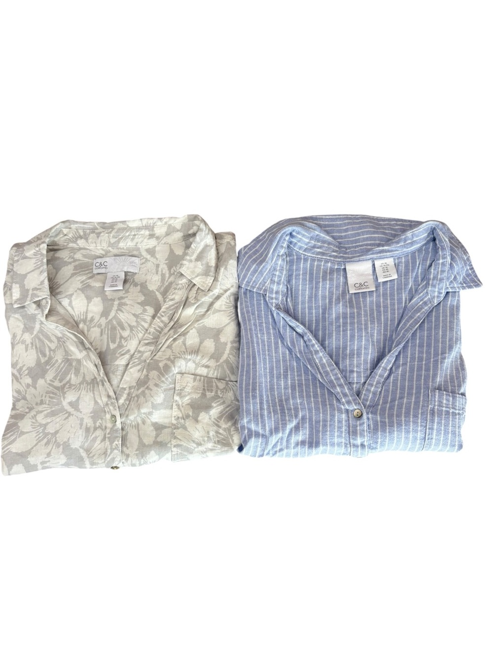 C&C California Linen Blend Short Sleeve Button Up Top Bundle Womens Size XL